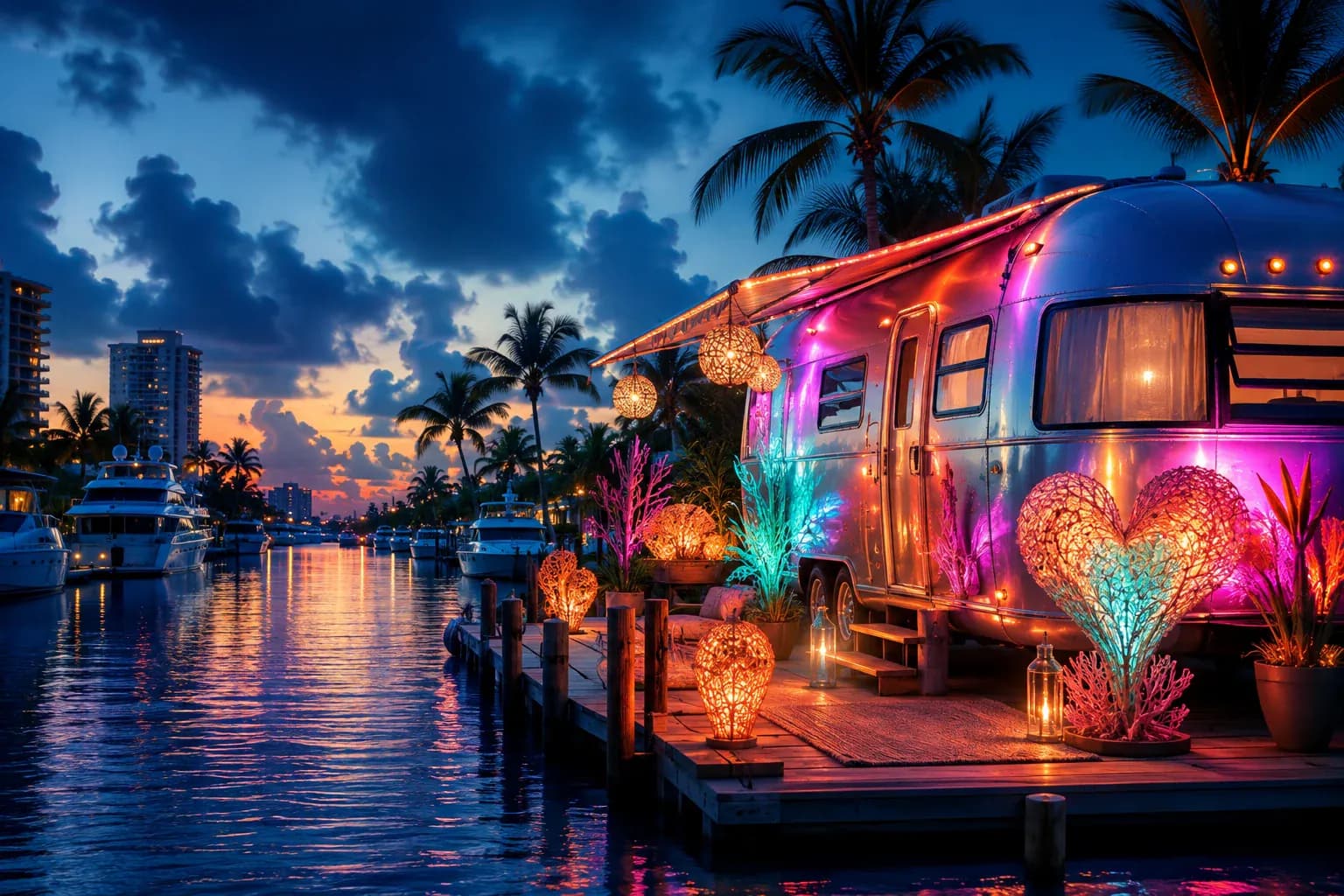 RV staged in Fort Lauderdale near the beach and the Intracoastal waterway